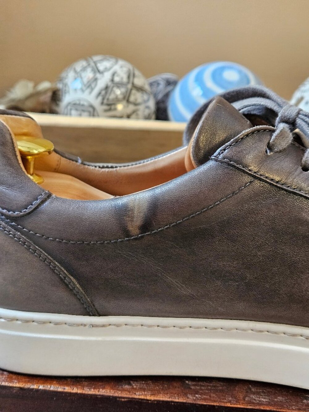 Magnanni Men's Leather Sneakers, Gray, Sz 13 - Picture 15 of 16